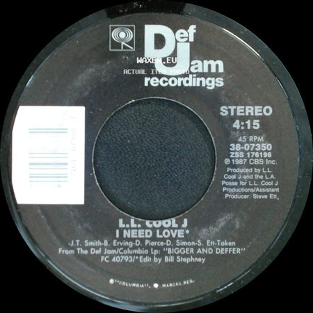 L.L. Cool J - My Rhyme Ain't Done / I Need Love side B