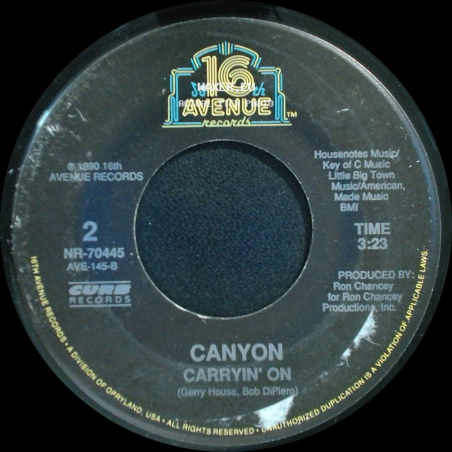 Canyon - Dam These Tears / Carryin' On side B