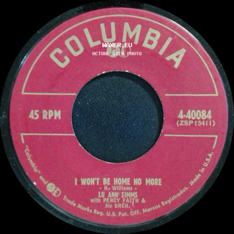 Lu Ann Simms With Percy Faith & His Orch. - You Could Be My Love / I Won't Be Home No More side B