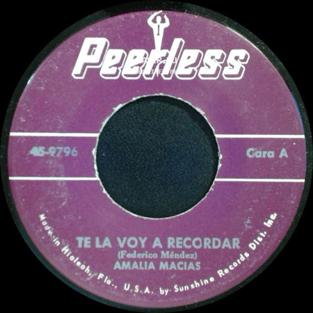 Amalia Macias - Te La Voy A Recordar / Candil De La Calle side A