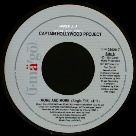 Captain Hollywood Project - More And More (Single Edit) / Underground Mix (Single Edit) + (4:06) side A
