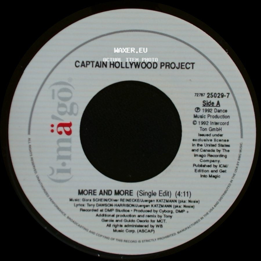 Captain Hollywood Project - More And More (Single Edit) / Underground Mix (Single Edit) + (4:06) side A