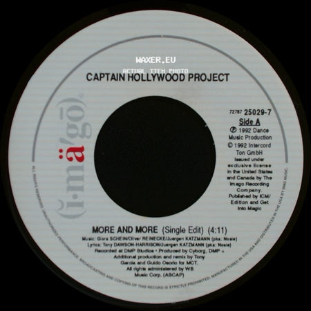 Captain Hollywood Project - More And More (Single Edit) / Underground Mix (Single Edit) + (4:06) side A