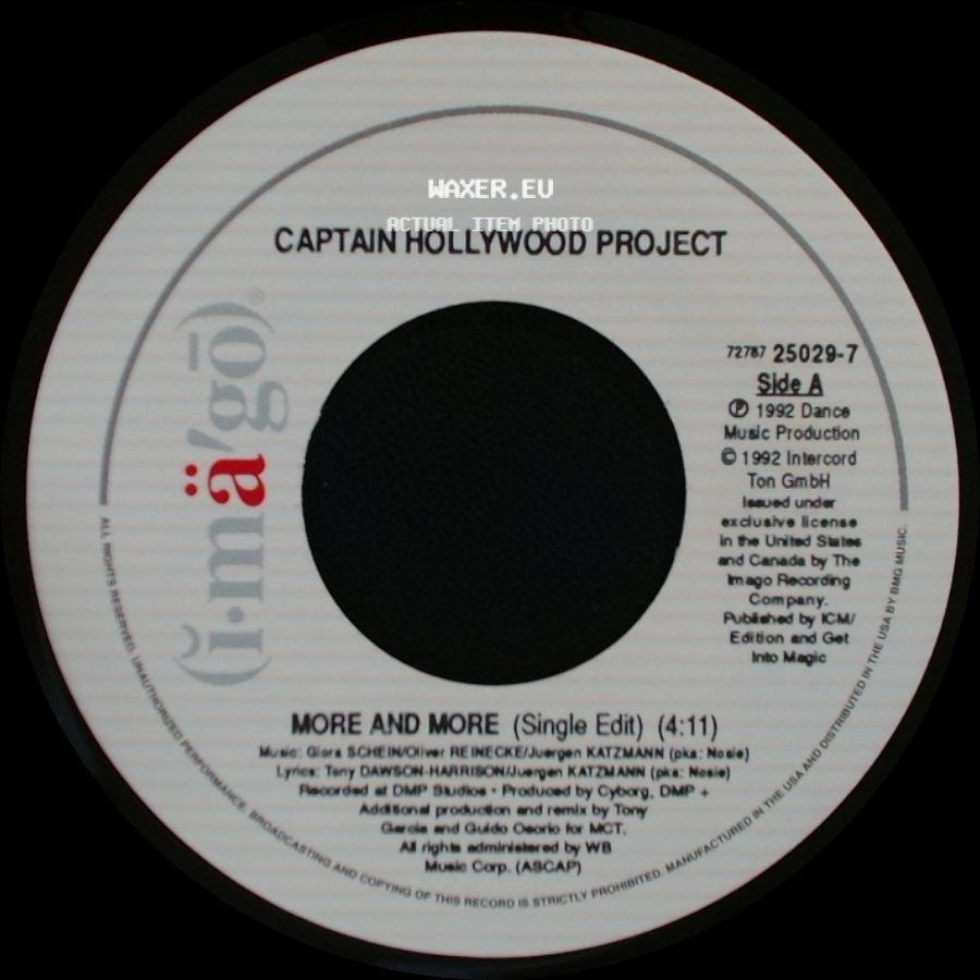 Captain Hollywood Project - More And More (Single Edit) / Underground Mix (Single Edit) side A