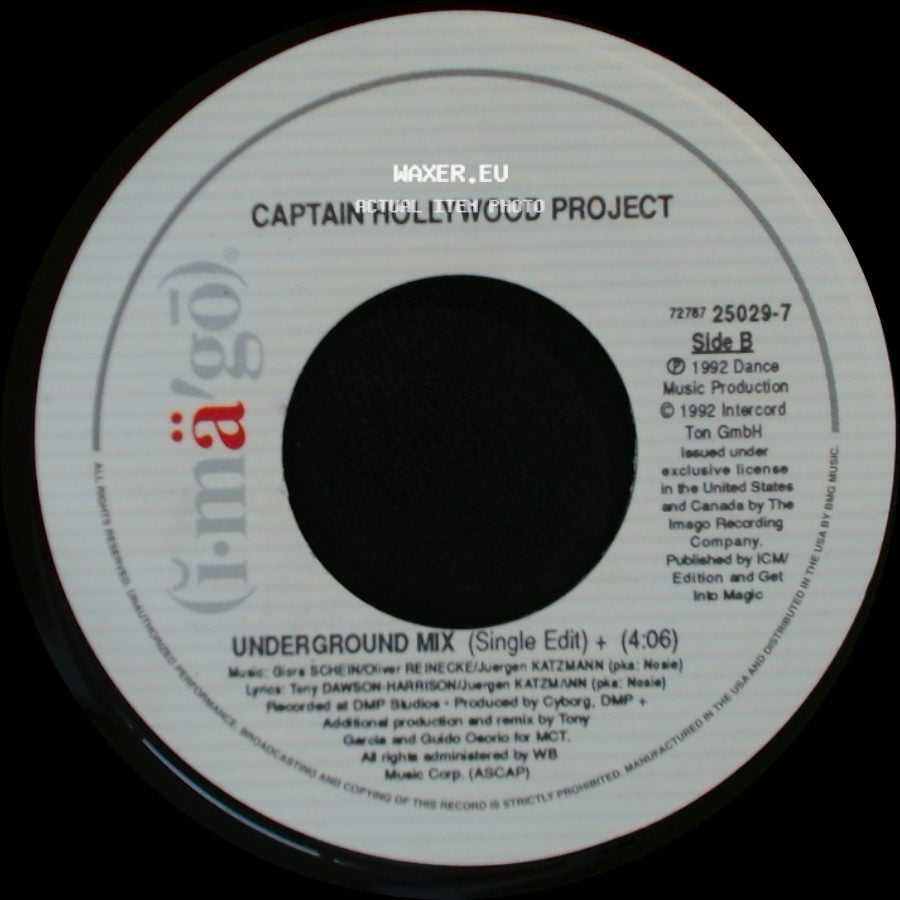 Captain Hollywood Project - More And More (Single Edit) / Underground Mix (Single Edit) side B