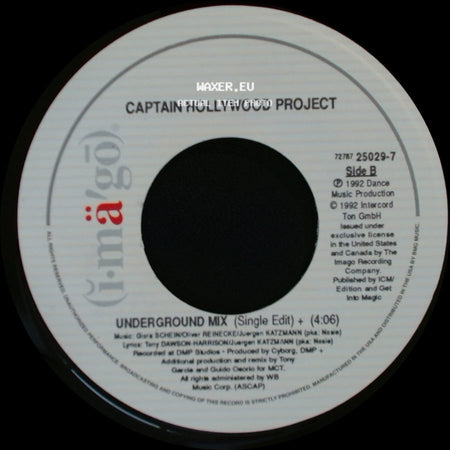 Captain Hollywood Project - More And More (Single Edit) / Underground Mix (Single Edit) side B