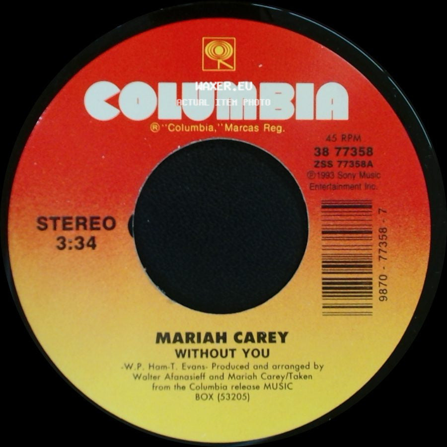 Mariah Carey - Without You / Never Forget You side A