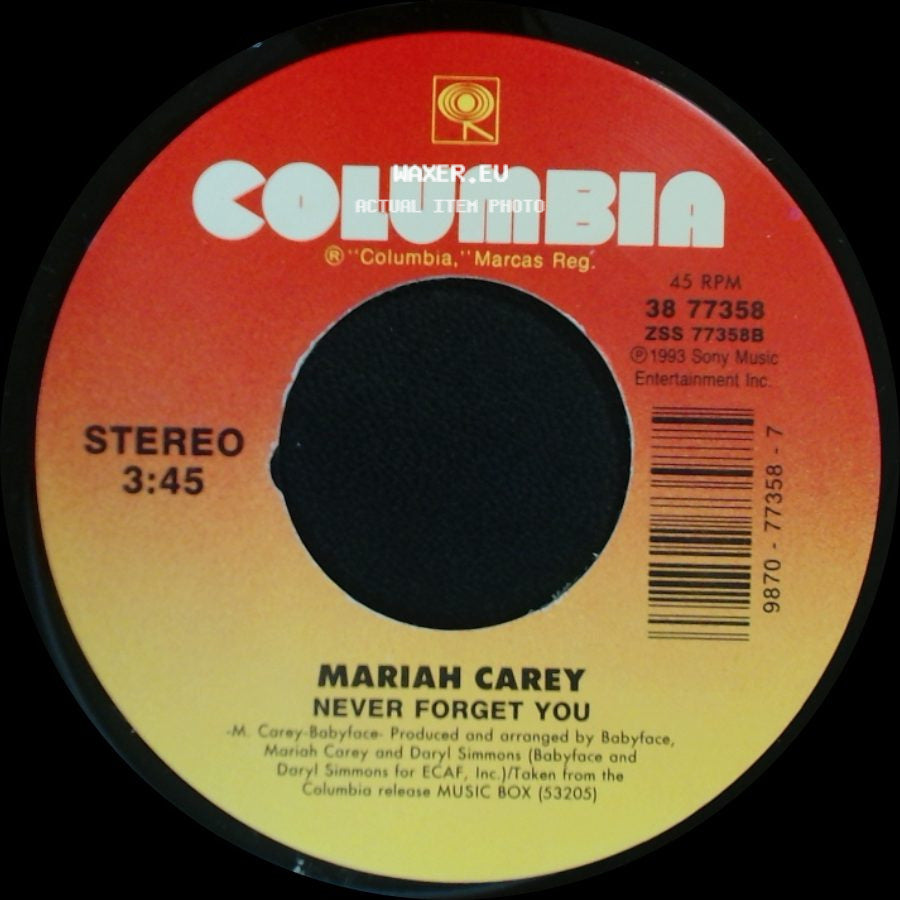 Mariah Carey - Without You / Never Forget You side B