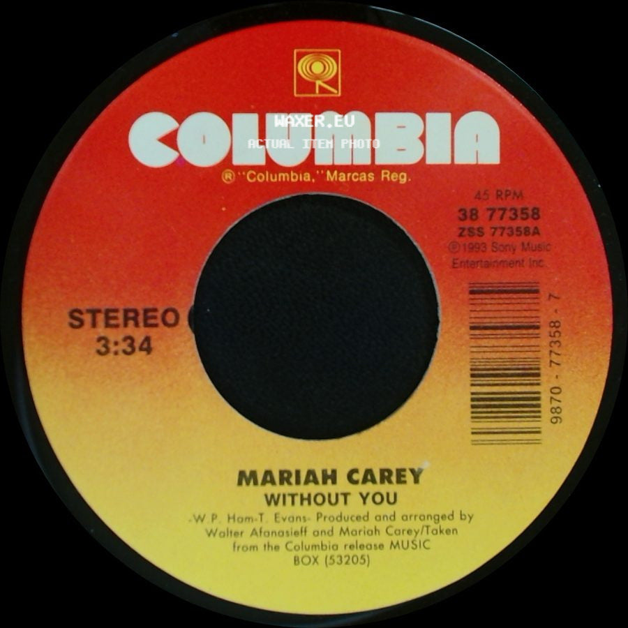 Mariah Carey - Without You / Never Forget You side A