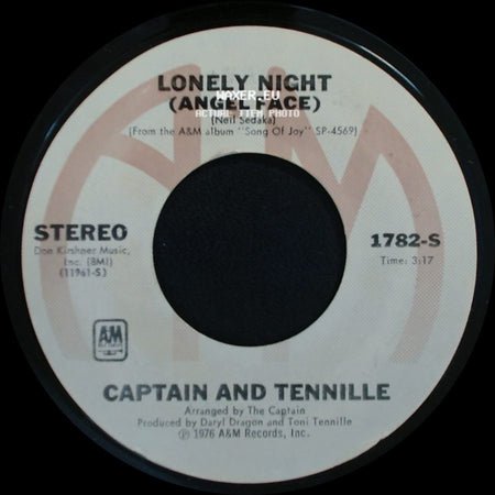 Captain And Tennille - Lonely Night (Angel Face) / Smile For Me One More Time side A