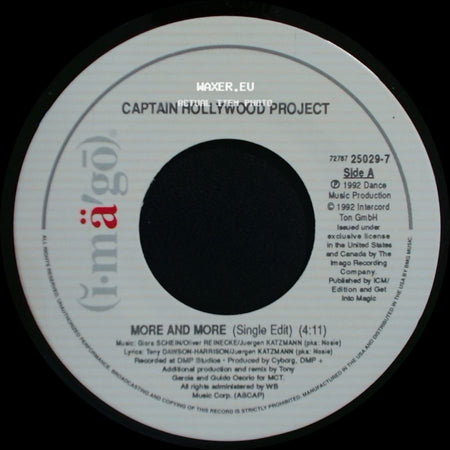Captain Hollywood Project - More And More (Single Edit) / Underground Mix (Single Edit) side A