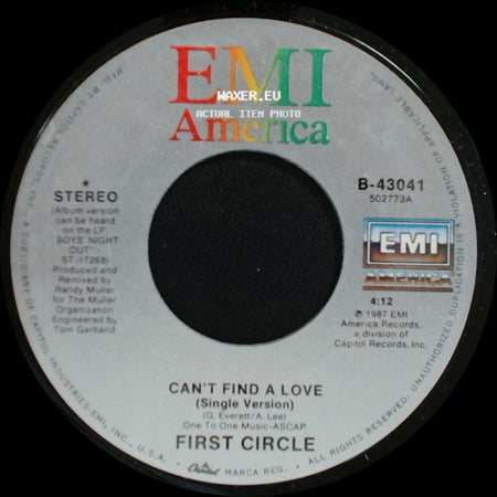 First Circle - Boys' Night Out / Can't Find A Love side B