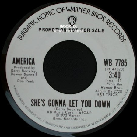 America - Green Monkey / She's Gonna Let You Down side B