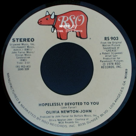 Olivia Newton-John - Hopelessly Devoted To You / Love Is A Many Splendored Thing side A