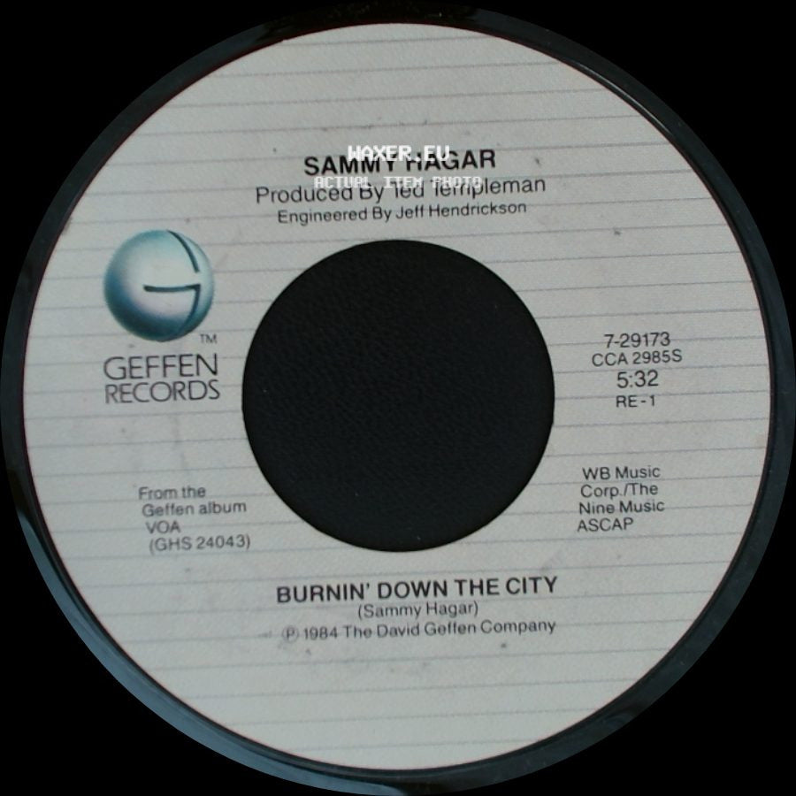 Sammy Hagar - Burnin' Down The City / I Can't Drive side A