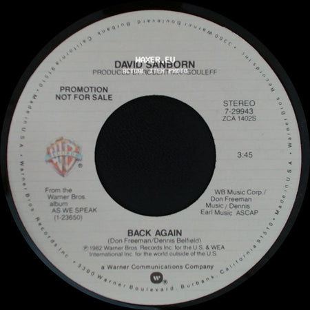 David Sanborn - Back Again / Back Again side A