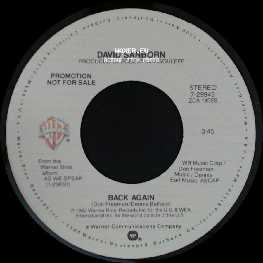 David Sanborn - Back Again / Back Again side A