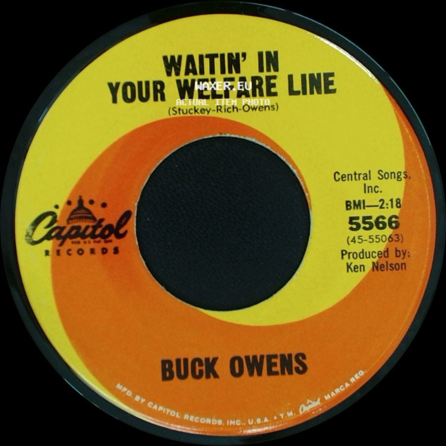 Buck Owens - In The Palm Of Your Hand / Waitin' In Your Welfare Line side B