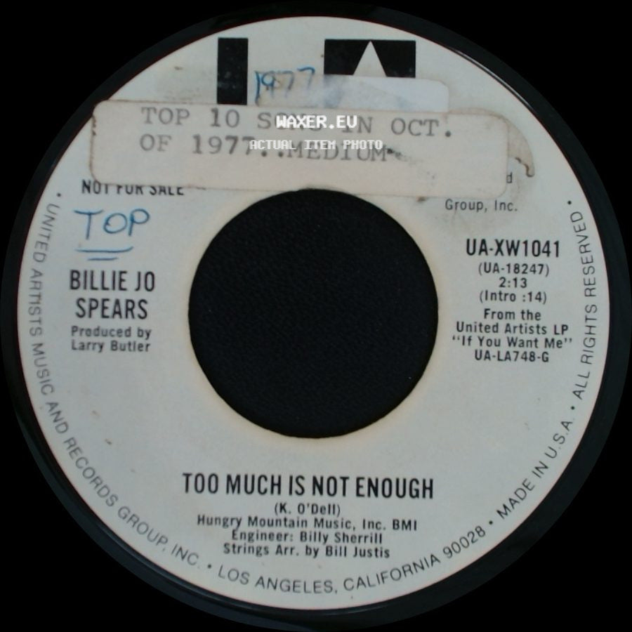 Billie Jo Spears - Too Much Is Not Enough / Too Much Is Not Enough side B