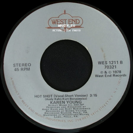 Karen Young - Hot Shot (Vocal-Short Version) / Hot Shot (Vocal-Long Version) 4:25 side A