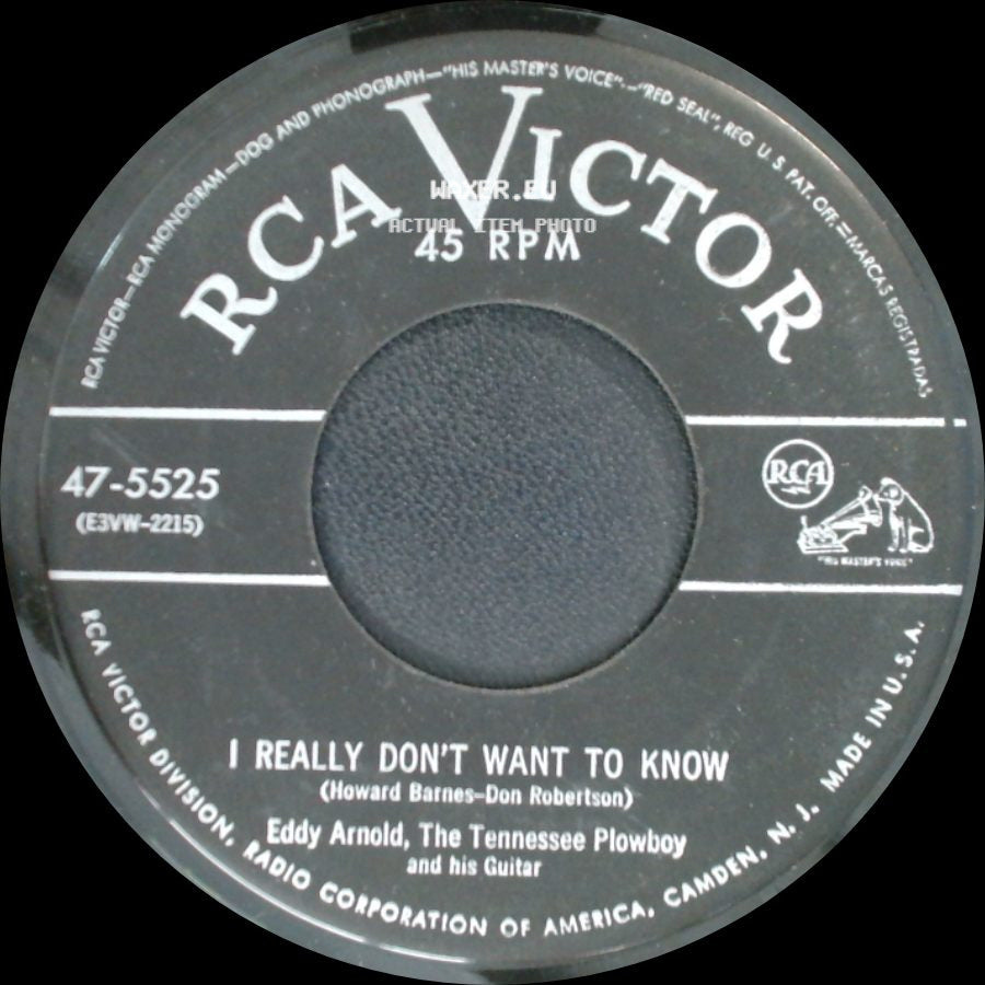 Eddy Arnold, The Tennessee Plowboy And His Guitar - I'll Never Get Over You / I Really Don't Want To Know side B