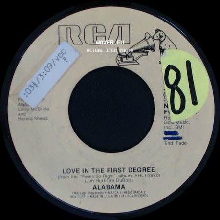 Alabama - Love In The First Degree / Love In The First Degree side B