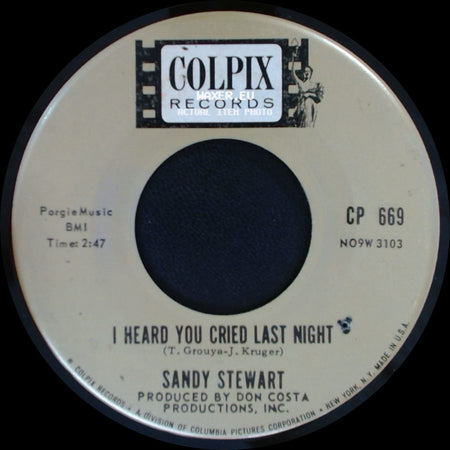 Sandy Stewart - My Coloring Book / I Heard You Cried Last Night side B