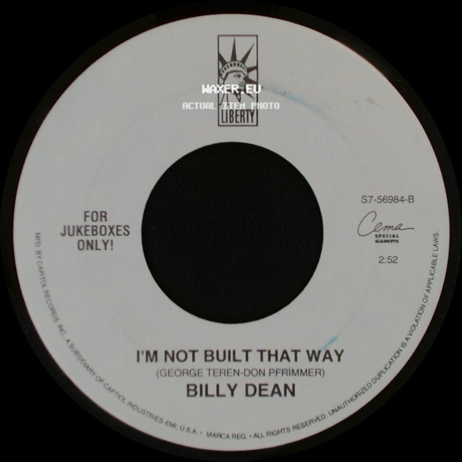 Billy Dean - I Wanna Take Care Of You / I'm Not Built That Way side B