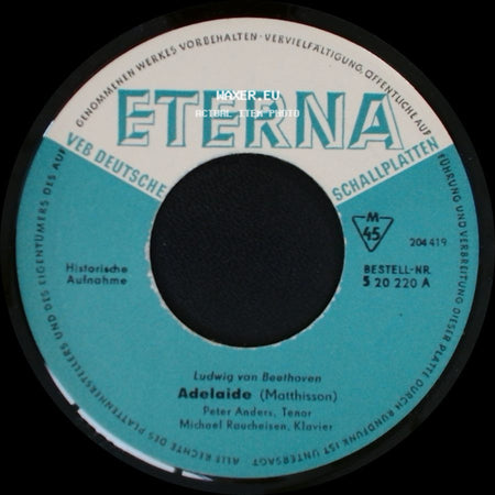 Ludwig Van Beethoven, Hugo Wolf, Peter Anders, Michael Raucheisen / Ludwig Van Beethoven - Lied Aus Der Ferne / An Den Schlaf / Adelaide side B