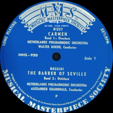 Bizet / Rossini / Netherlands Philharmonic Orchestra - Carmen / The Barber Of Seville / Verdi - La Traviata Band 1: Prelude / Mozart - The Marriage Of Figaro Band 2: Overture side A
