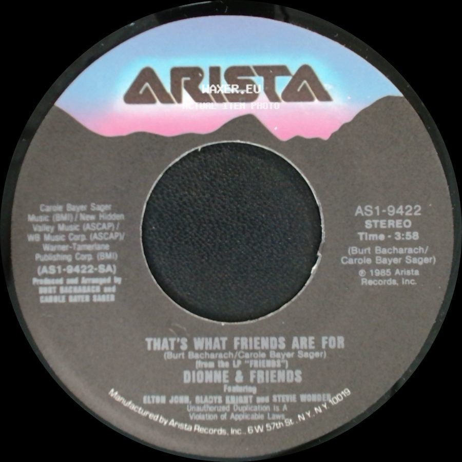 Dionne Warwick / Dionne & Friends - Two Ships Passing In The Night / That's What Friends Are For side B
