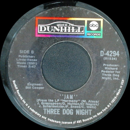 Three Dog Night - An Old Fashioned Love Song / Jam side B