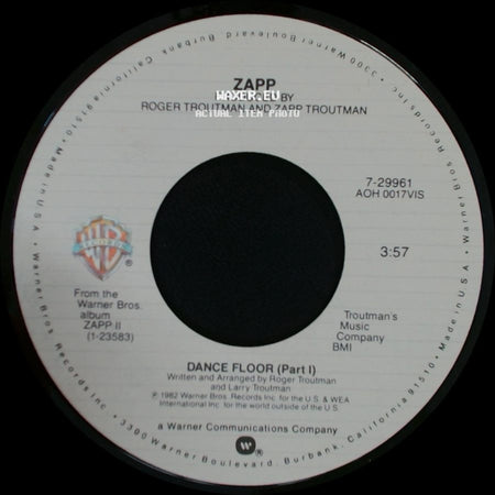 Zapp - Dance Floor (Part Ii) / Dance Floor (Part I) side B