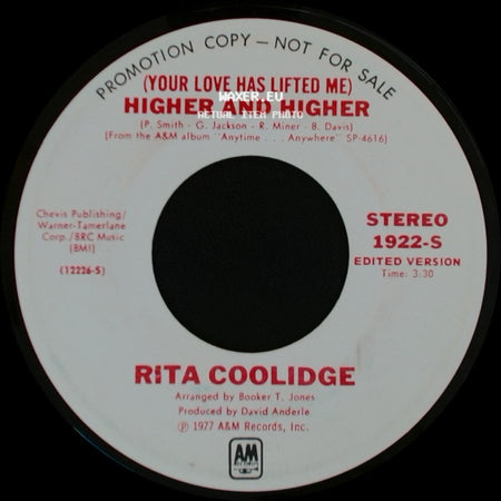 Rita Coolidge - (Your Love Has Lifted Me) Higher And Higher / (Your Love Has Lifted Me) Higher And Higher side A