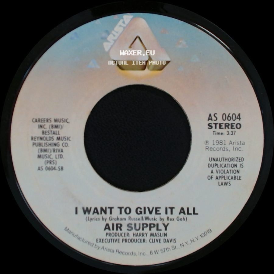 Air Supply - The One That You Love / I Want To Give It All side B