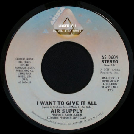 Air Supply - The One That You Love / I Want To Give It All side B