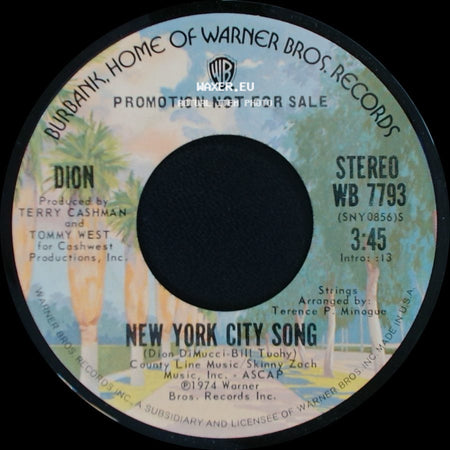 Dion - New York City Song / New York City Song side A