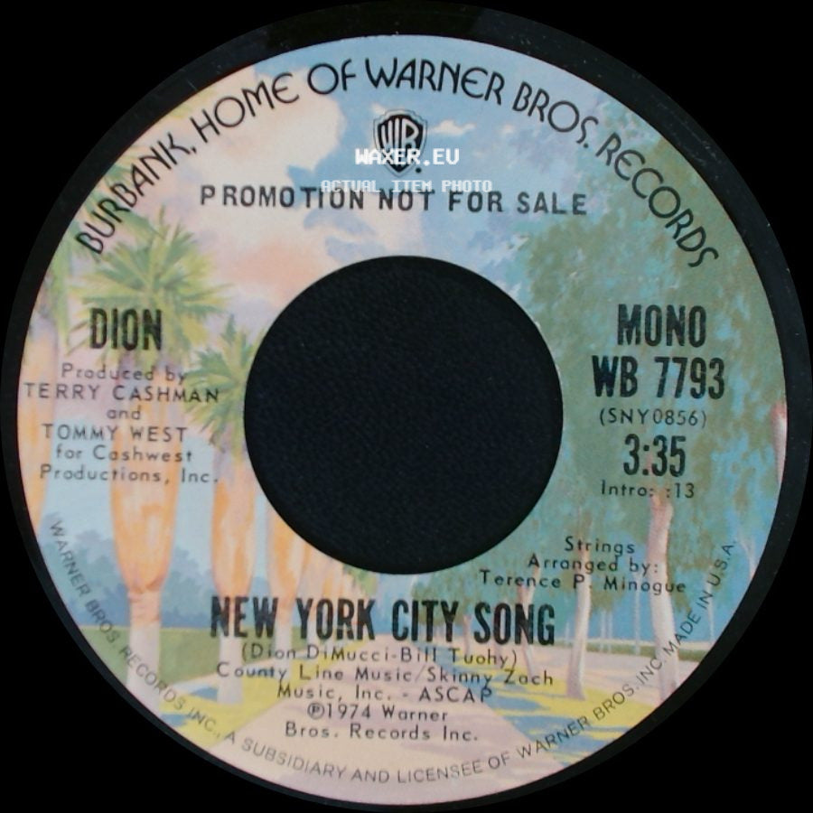 Dion - New York City Song / New York City Song side B