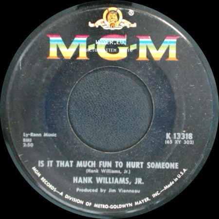 Hank Williams, Jr. - Is It That Much Fun To Hurt Someone / I'm So Lonesome I Could Cry side A