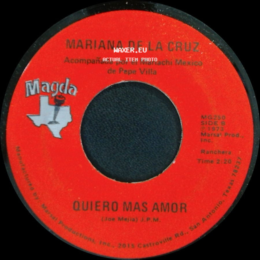 Mariana De La Cruz - Lagrimas De Mi Barrio / Quiero Mas Amor side B