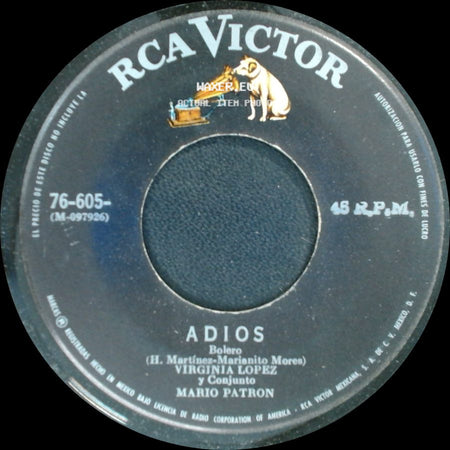 Virginia Lopez Y Conjunto Mario Patron / Virginia Lopez Y Orquesta Chucho Zarzosa - Adios / Divino Milagro side A