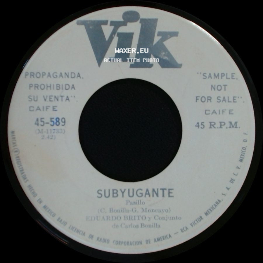Eduardo Brito Y Conjunto De Carlos Bonilla - Añorando Tus Caricias / Subyugante side B