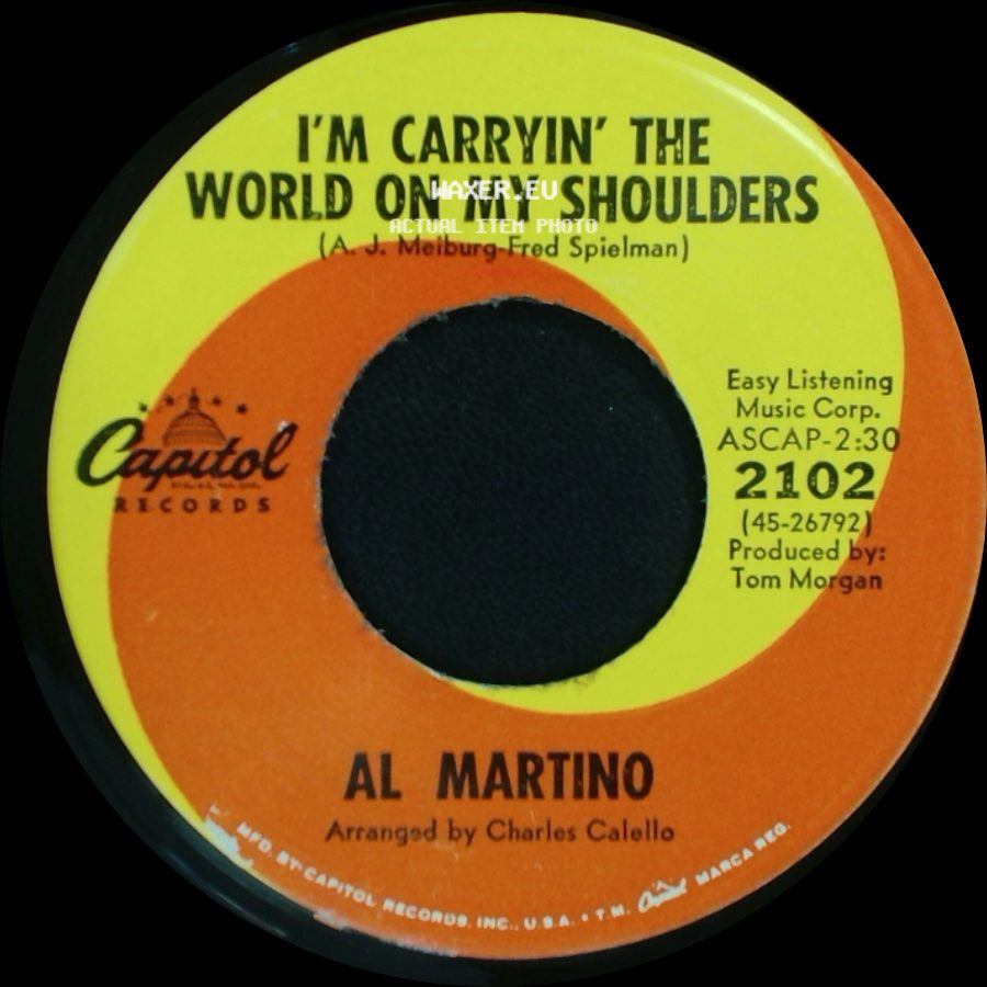 Al Martino - Love Is Blue (L'amour Est Bleu) / I'm Carryin' The World On My Shoulders side B