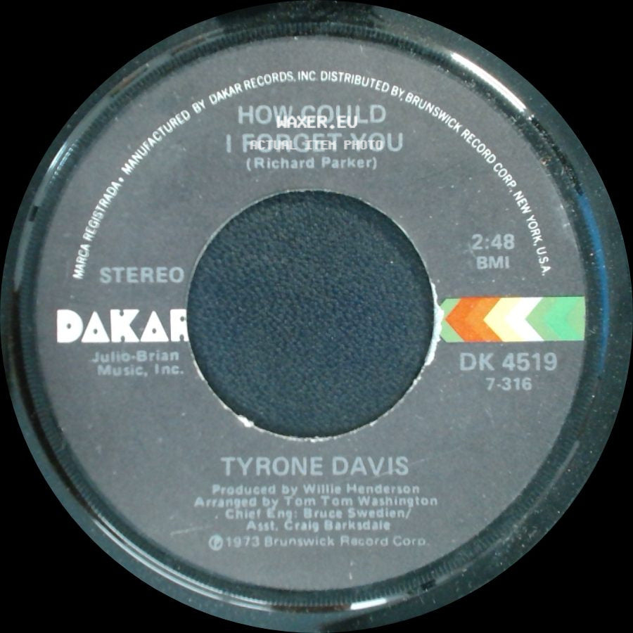 Tyrone Davis - How Could I Forget You / Without You In My Life side A
