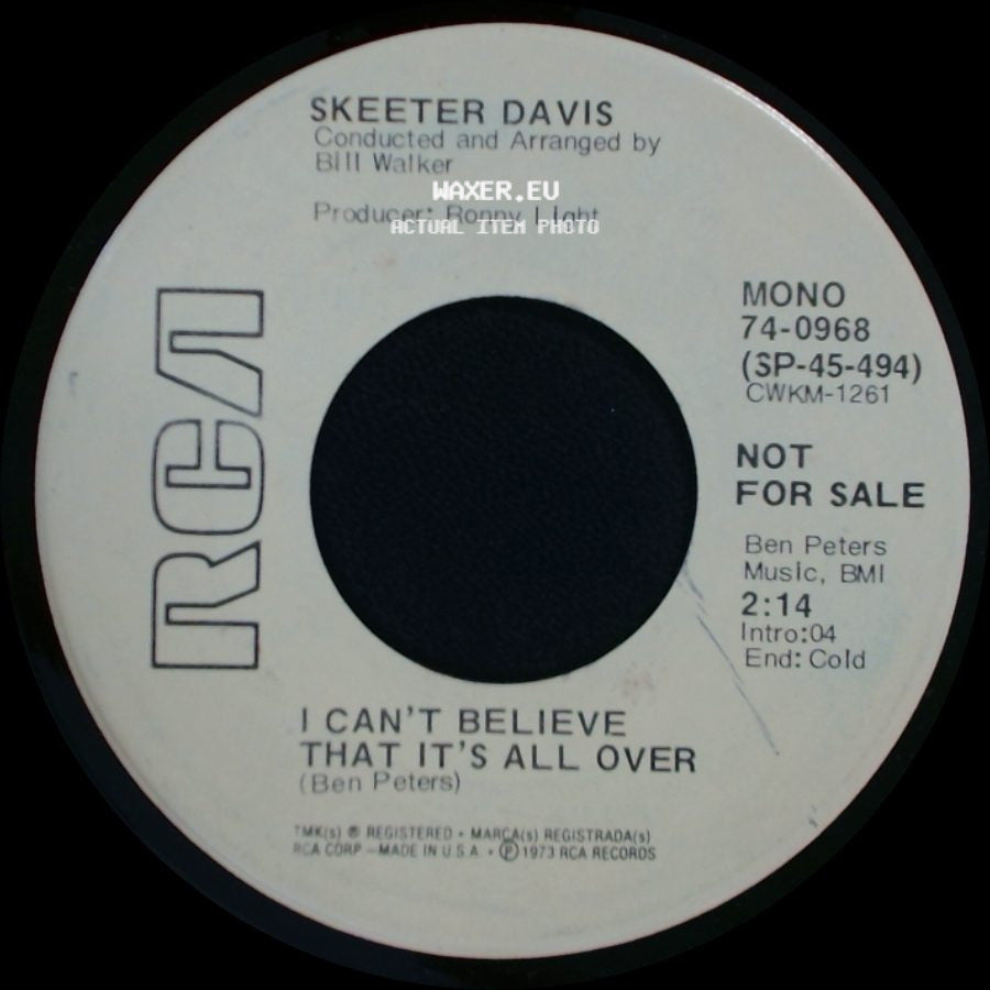Skeeter Davis - I Can't Believe That It's All Over / I Can't Believe That It's All Over side B