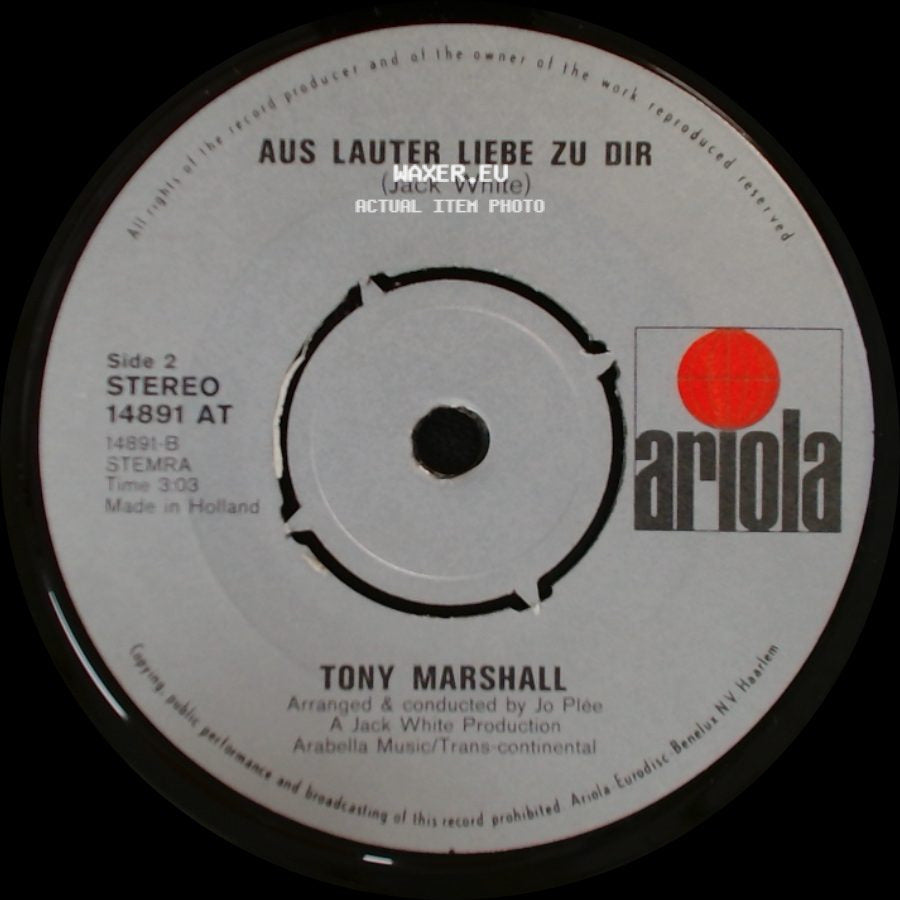 Tony Marshall - Schöne Maid / Aus Lauter Liebe Zu Dir side B