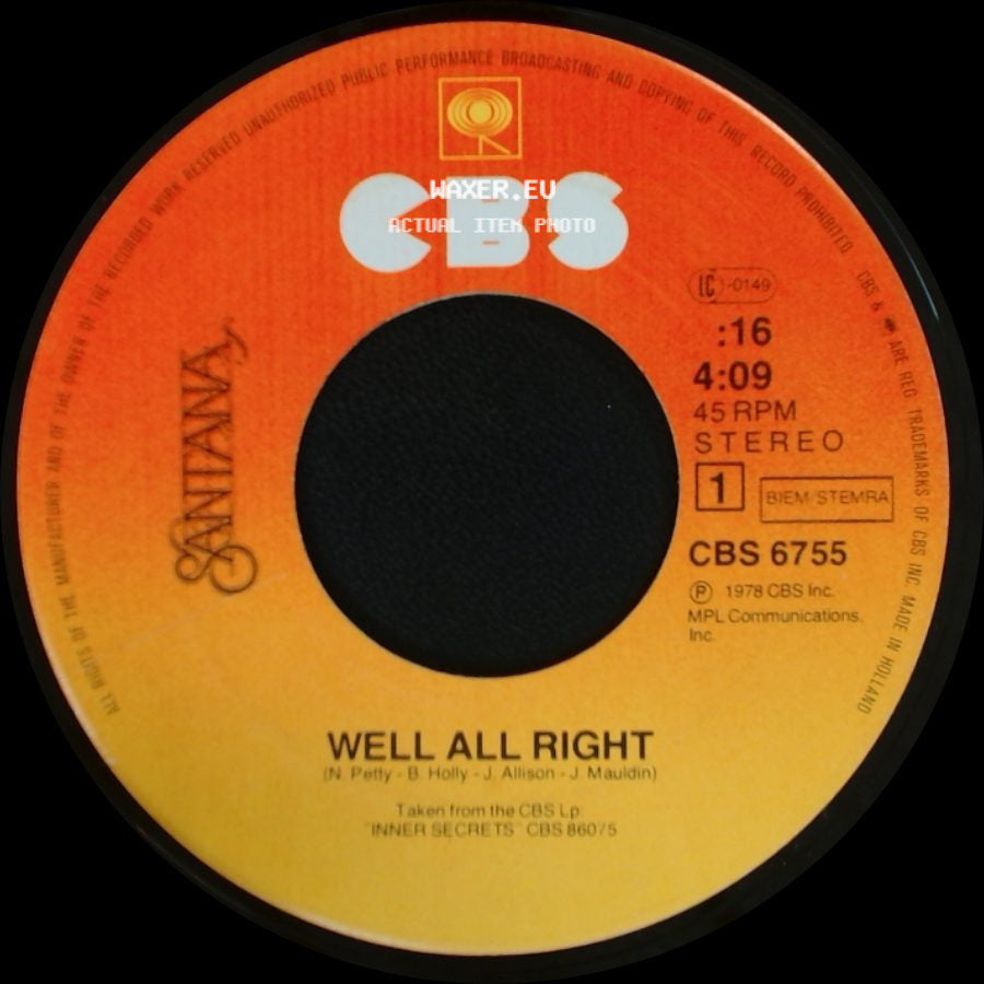 Santana - Wham! / Well All Right side B