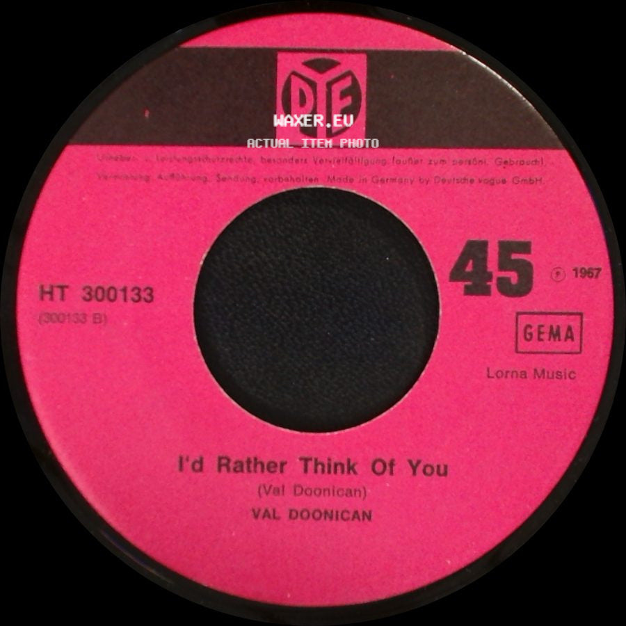 Val Doonican - I'd Rather Think Of You / If The Whole World Stopped Lovin' side A