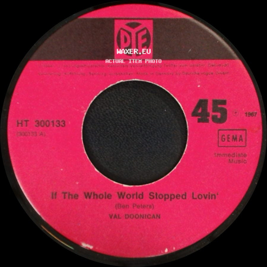 Val Doonican - I'd Rather Think Of You / If The Whole World Stopped Lovin' side B