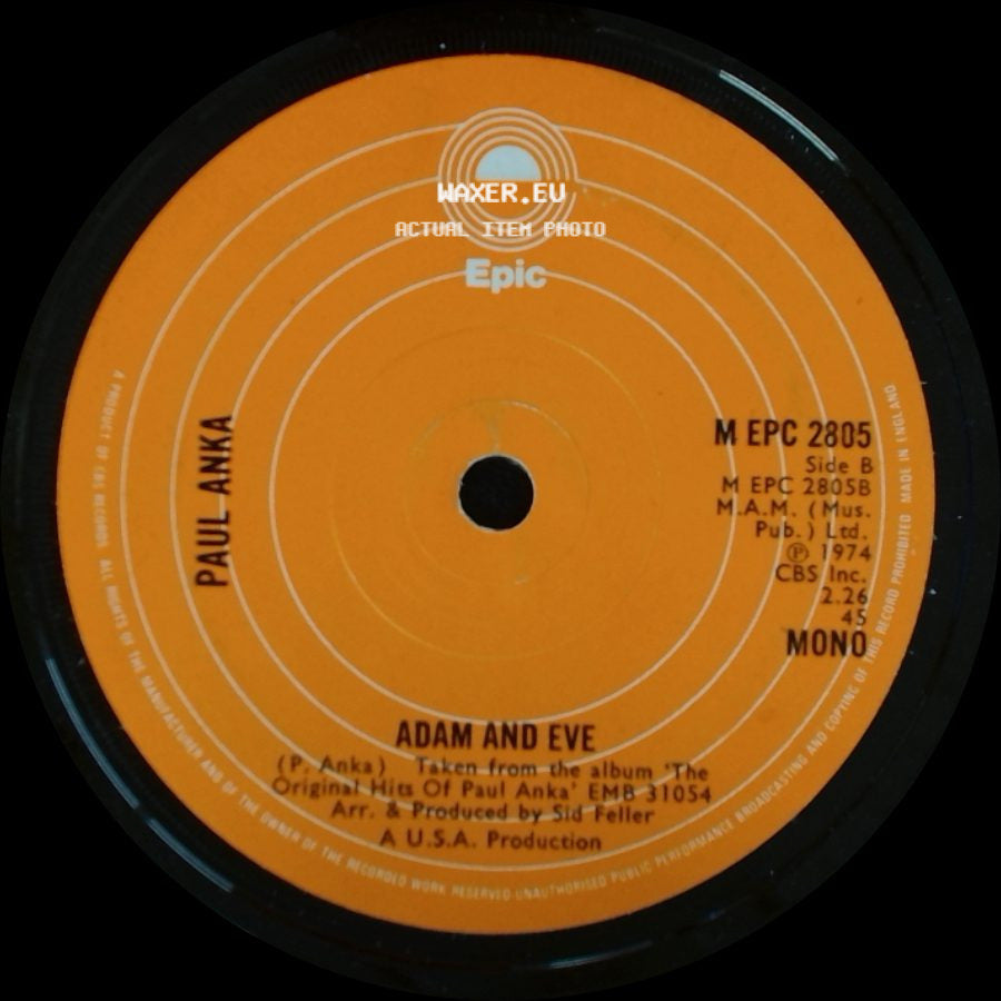 Paul Anka - Diana / Adam And Eve side B